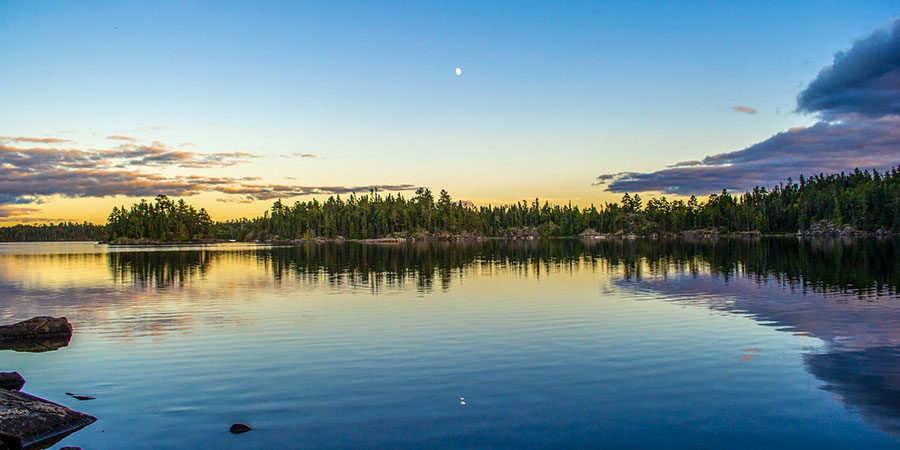 scenic lake during daw at Atikokan Ontario Canada